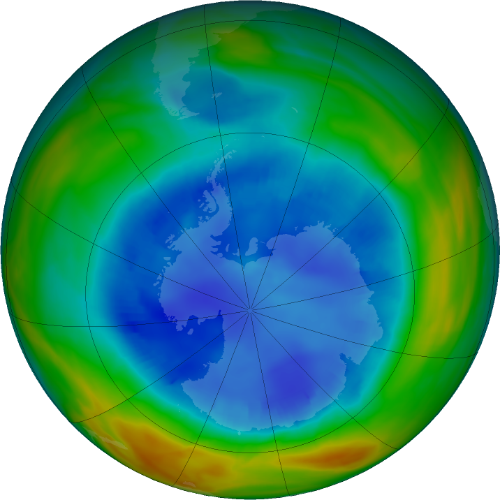 Antarctic ozone map for 20 August 2018